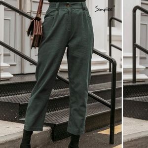 Simplee by Shein high waist cord tapered pants in green